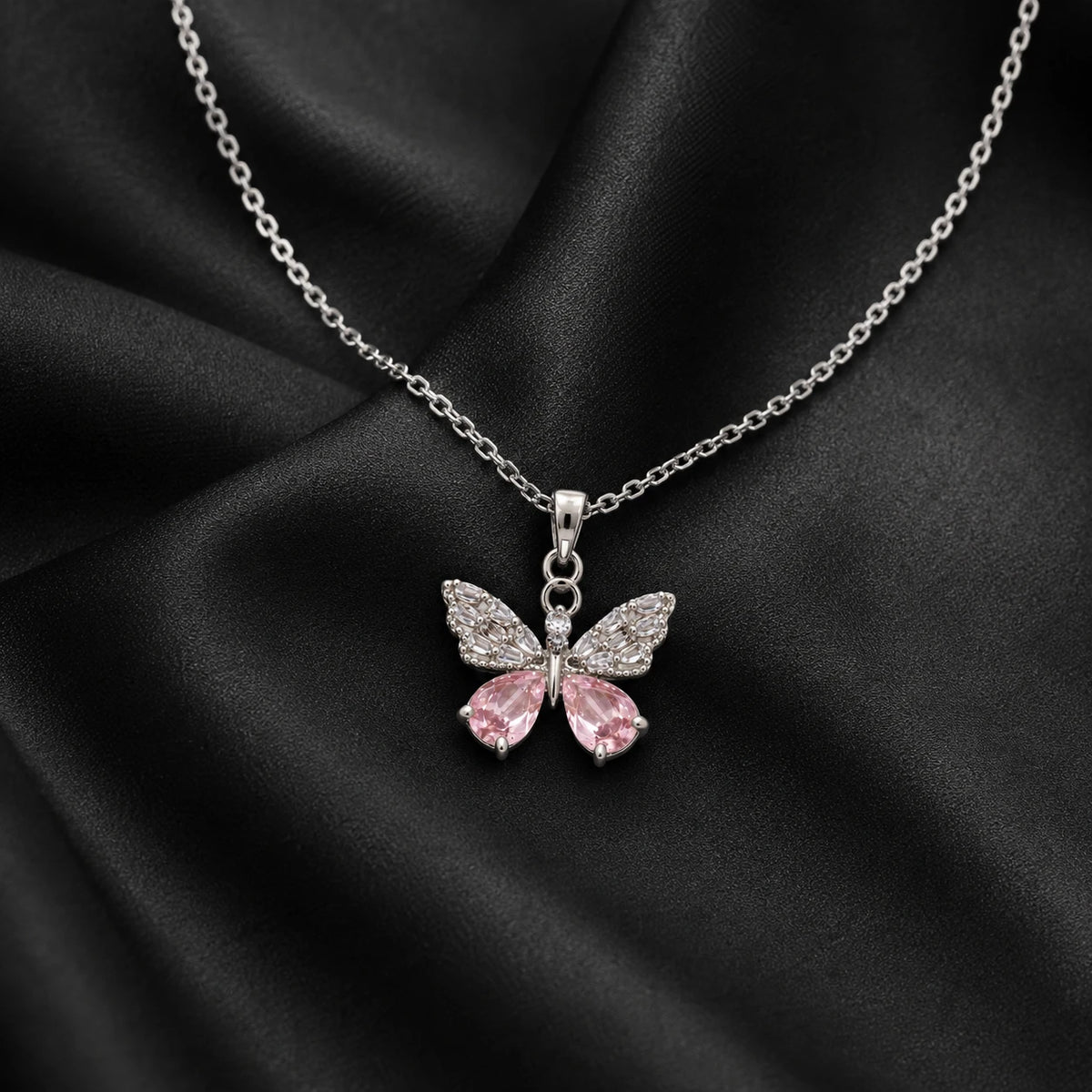 Swannah Pink Flutter Butterfly Necklace