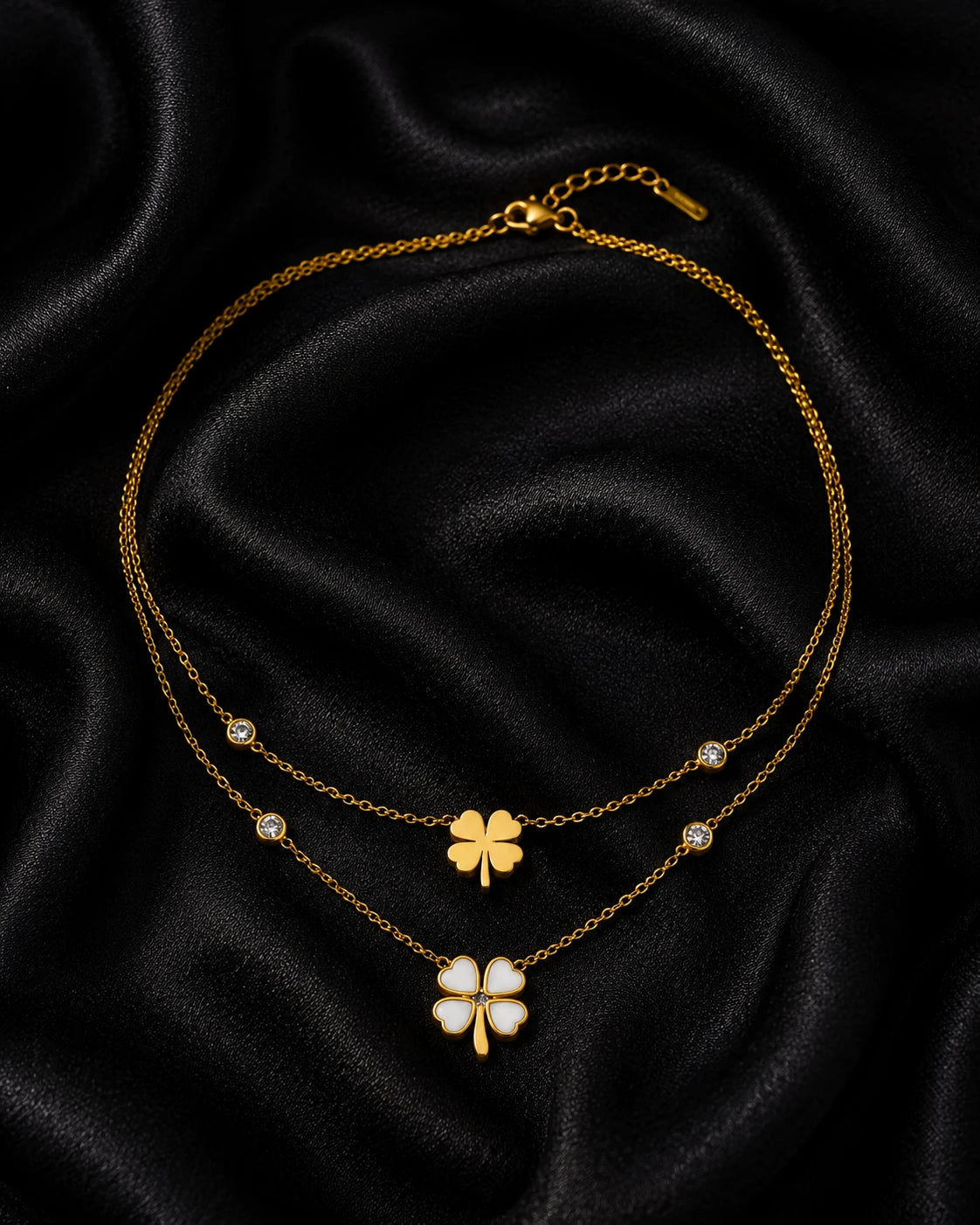 Swannah Double Layer Clover Necklace