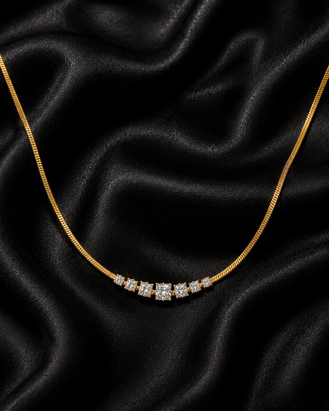 Swannah Princess Cut Crystal Necklace