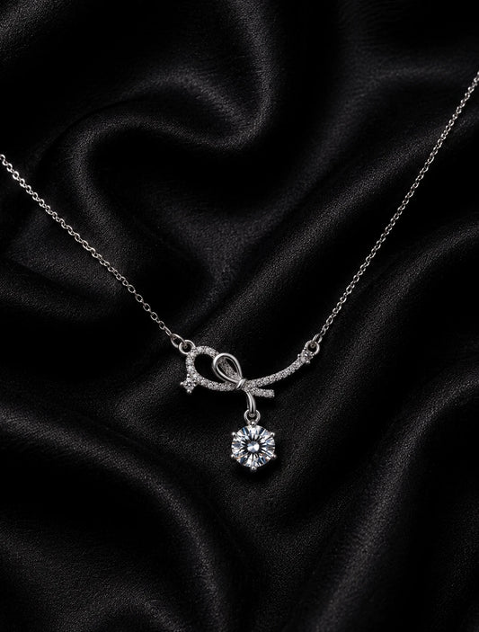 Swannah Silver Bow Necklace