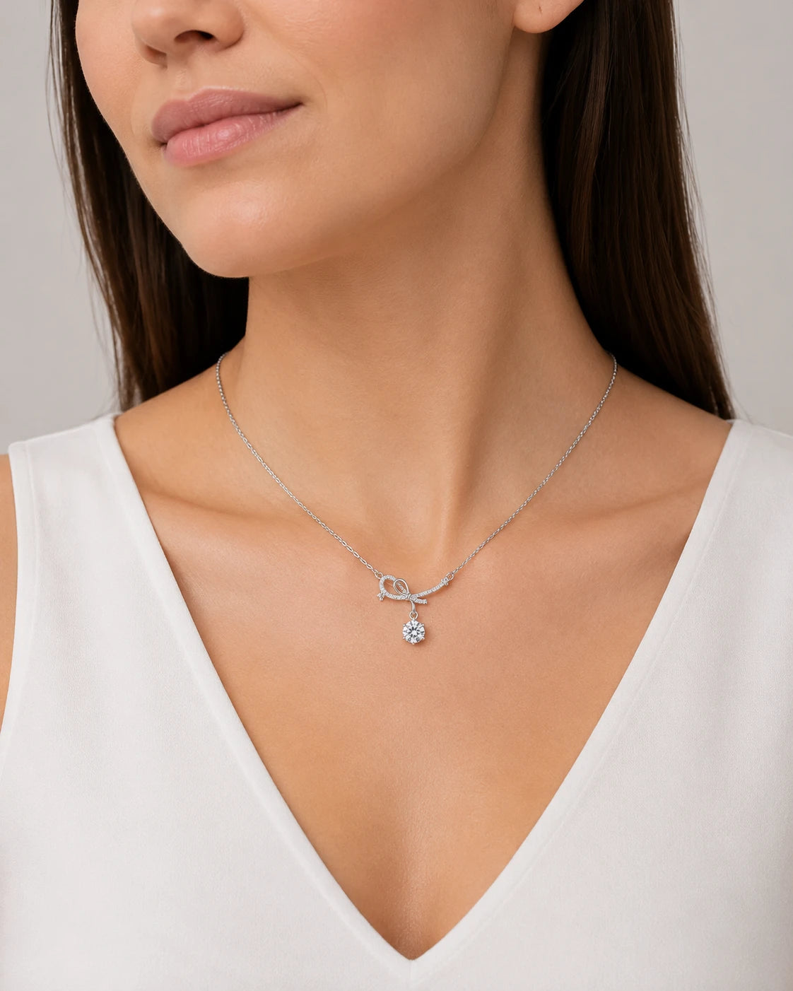 Swannah Silver Bow Necklace