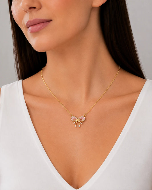 Swannah Blush Bow Necklace
