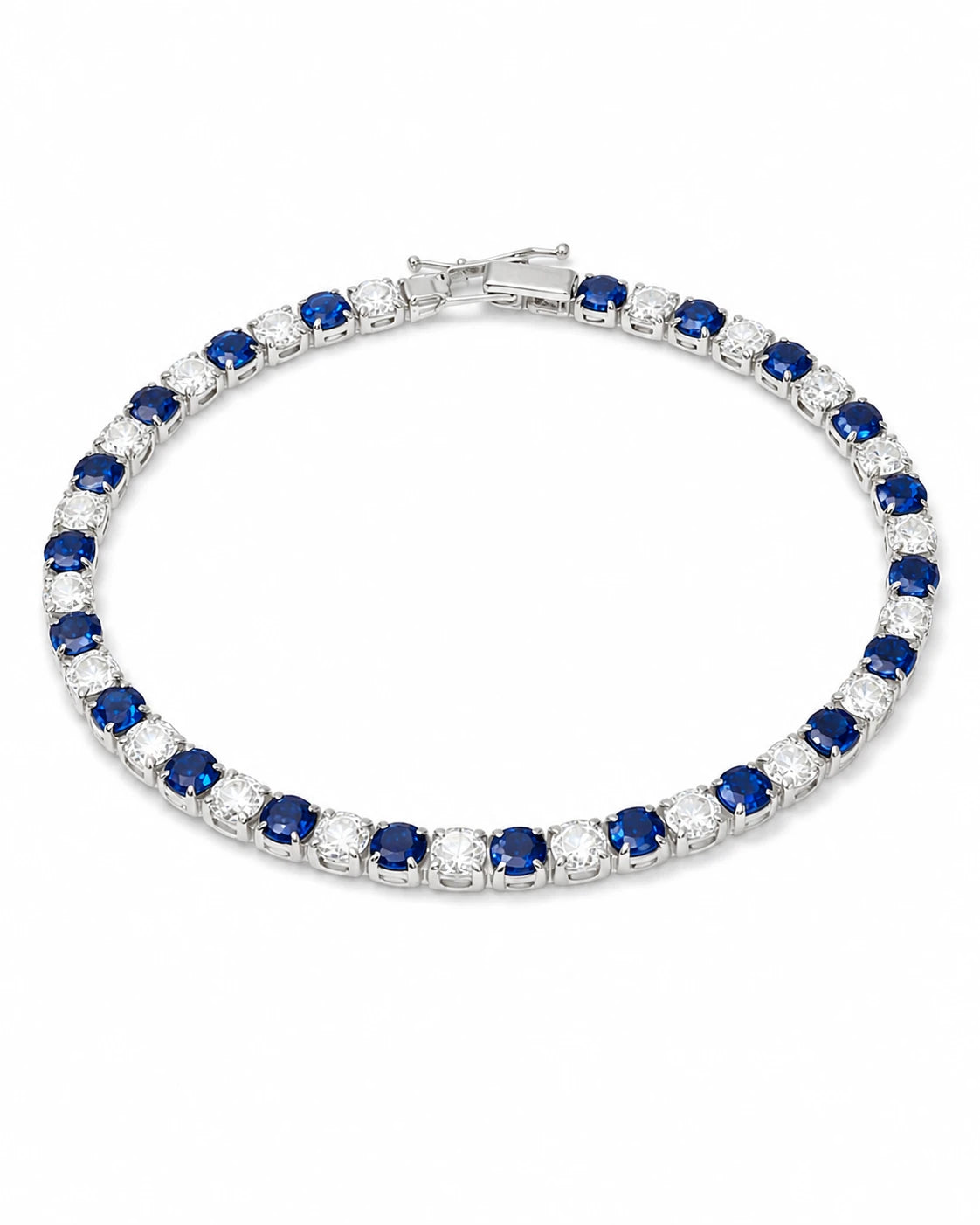 Swannah Sapphire Spark Tennis Blue & Crystal Silver Bracelet for Women