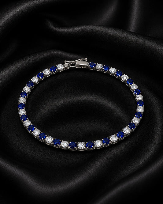 Swannah Sapphire Spark Tennis Blue & Crystal Silver Bracelet for Women