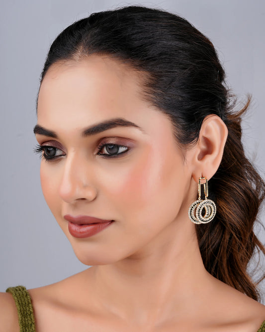 Swannah Crystal Circle Drop Statement Earrings for Women