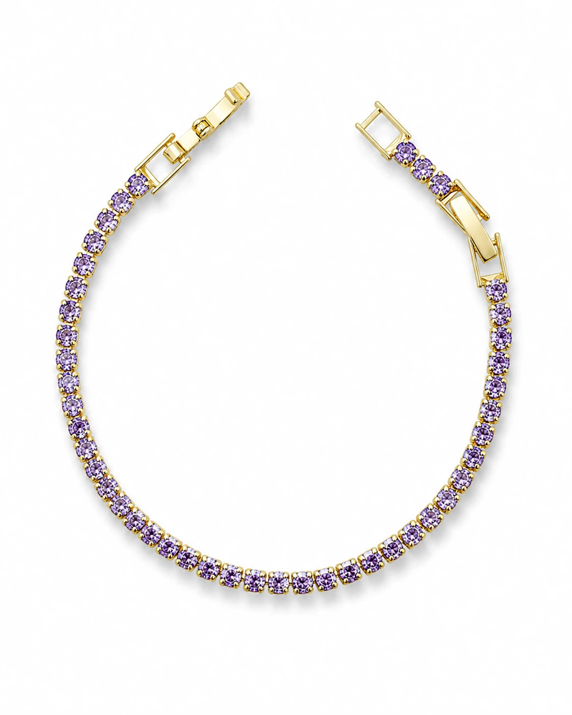 Swannah Violet Glow Tennis Purple Crystal Gold Bracelet for Women