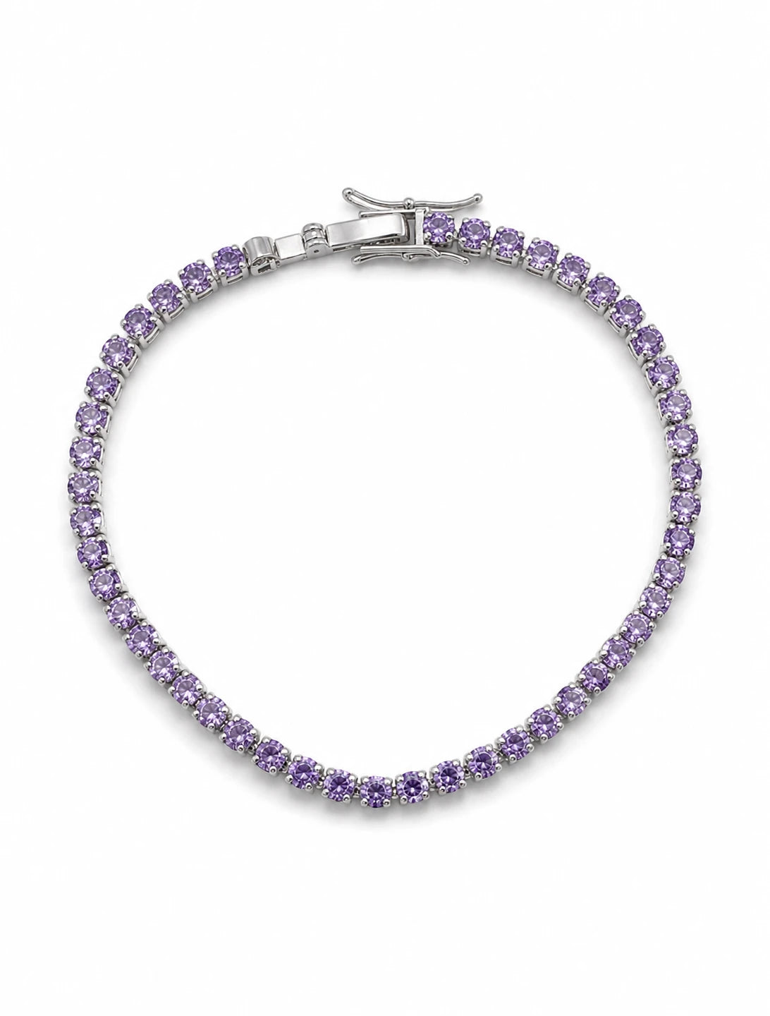 Swannah Lavender Spark Tennis Purple Crystal Silver Bracelet for Women
