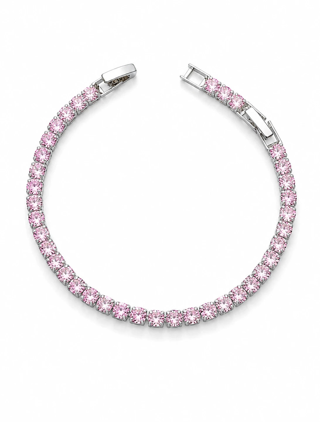 Swannah Blush Pink Tennis Pink Crystal Silver Bracelet for Women