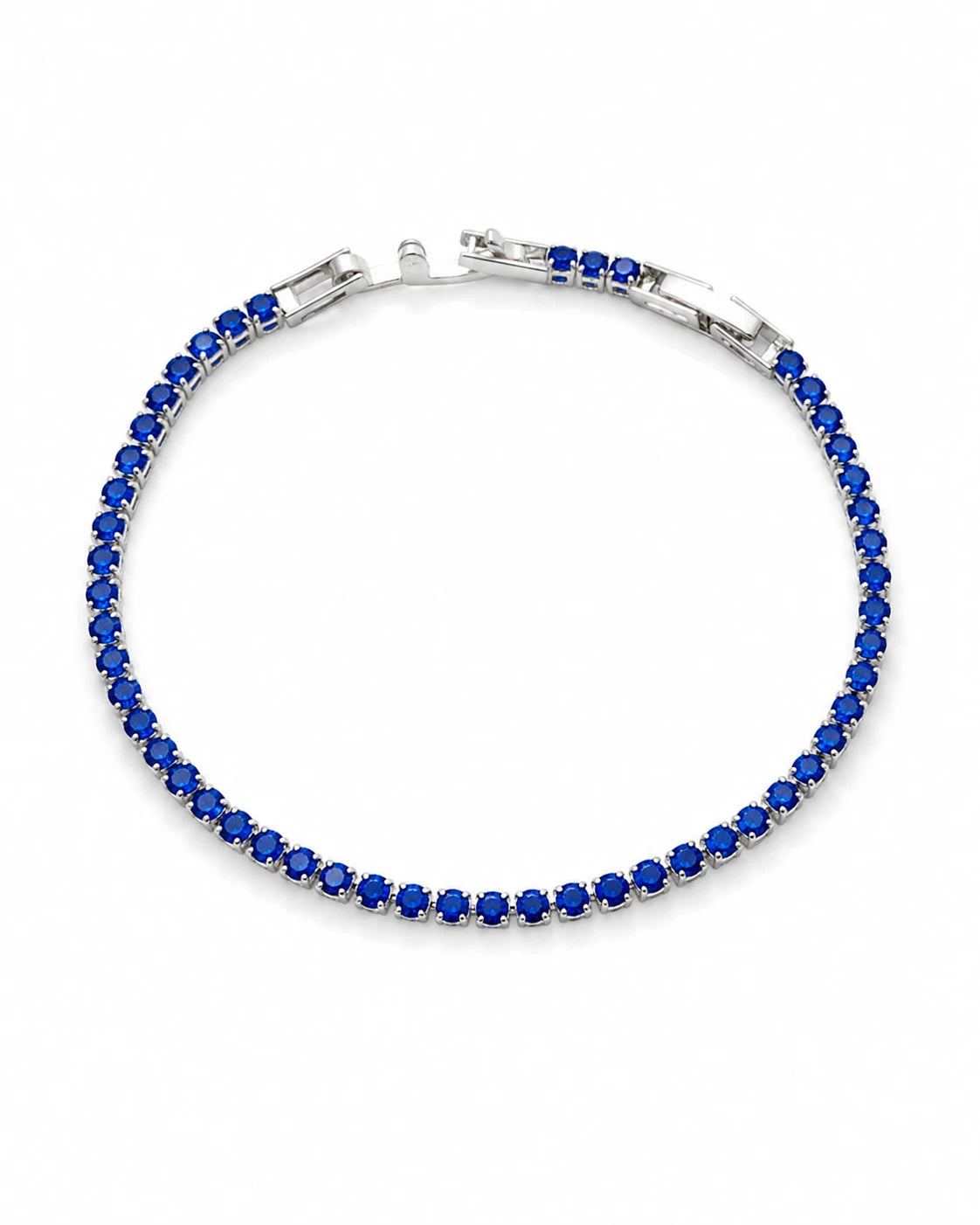 Swannah Royal Blue Tennis Sapphire Blue Crystal Silver Bracelet for Women