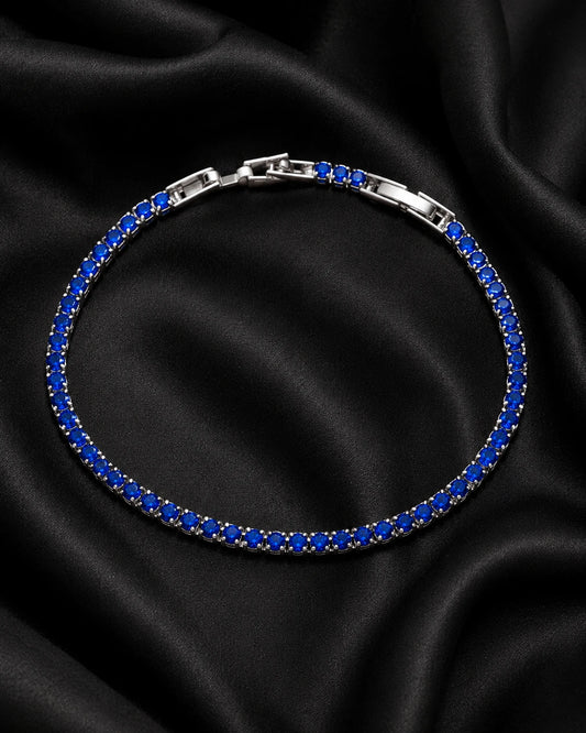 Swannah Royal Blue Tennis Sapphire Blue Crystal Silver Bracelet for Women