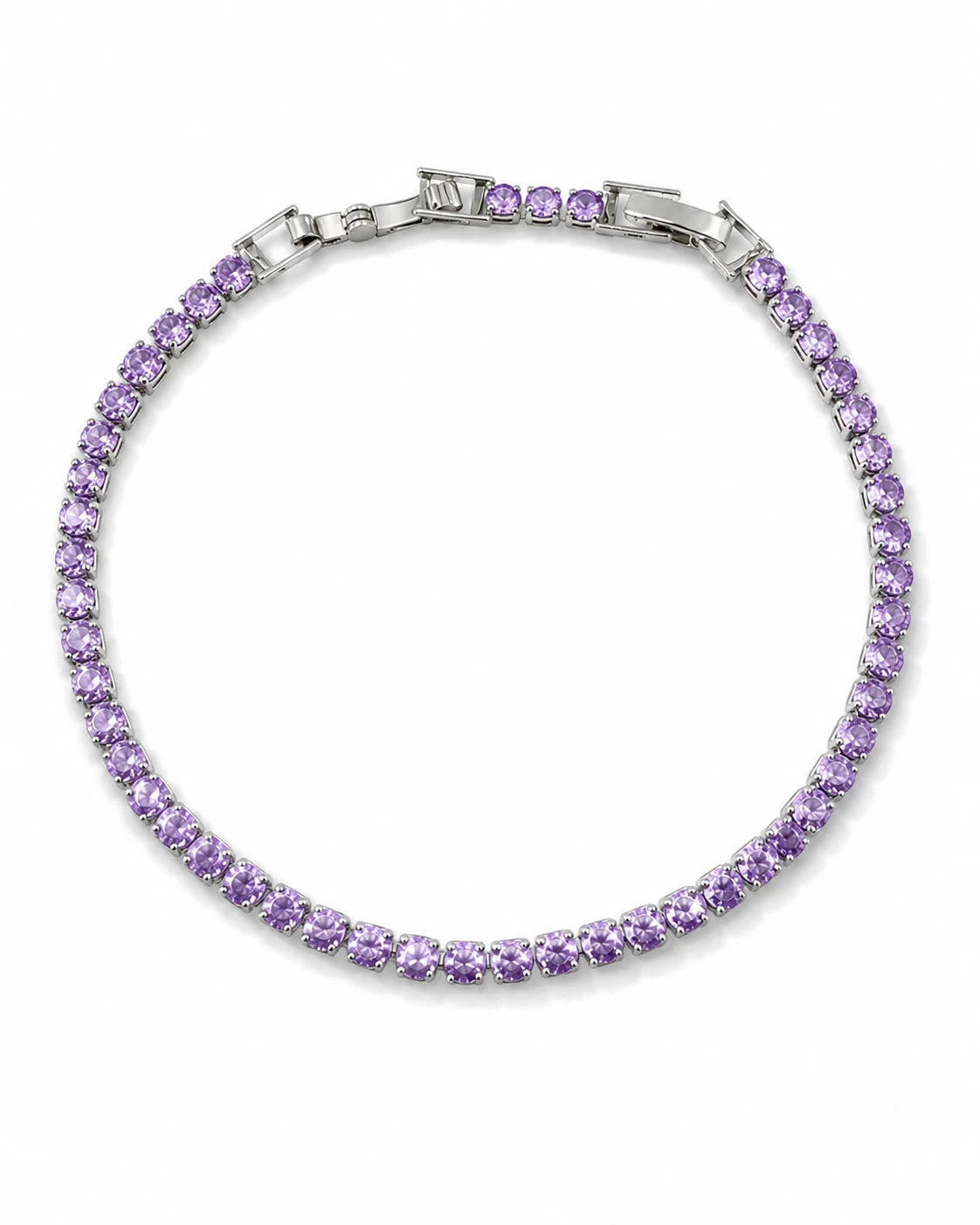 Swannah Lavender Glow Tennis Purple Crystal Silver Bracelet for Women