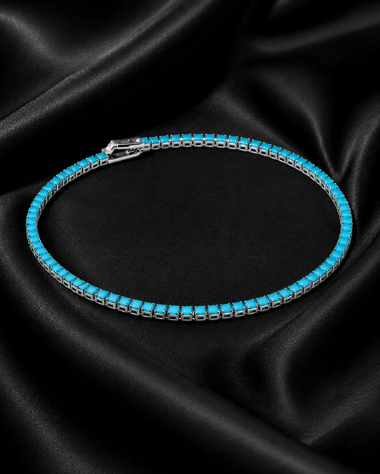 Swannah Ocean Breeze Tennis Turquoise Crystal Silver Bracelet for Women