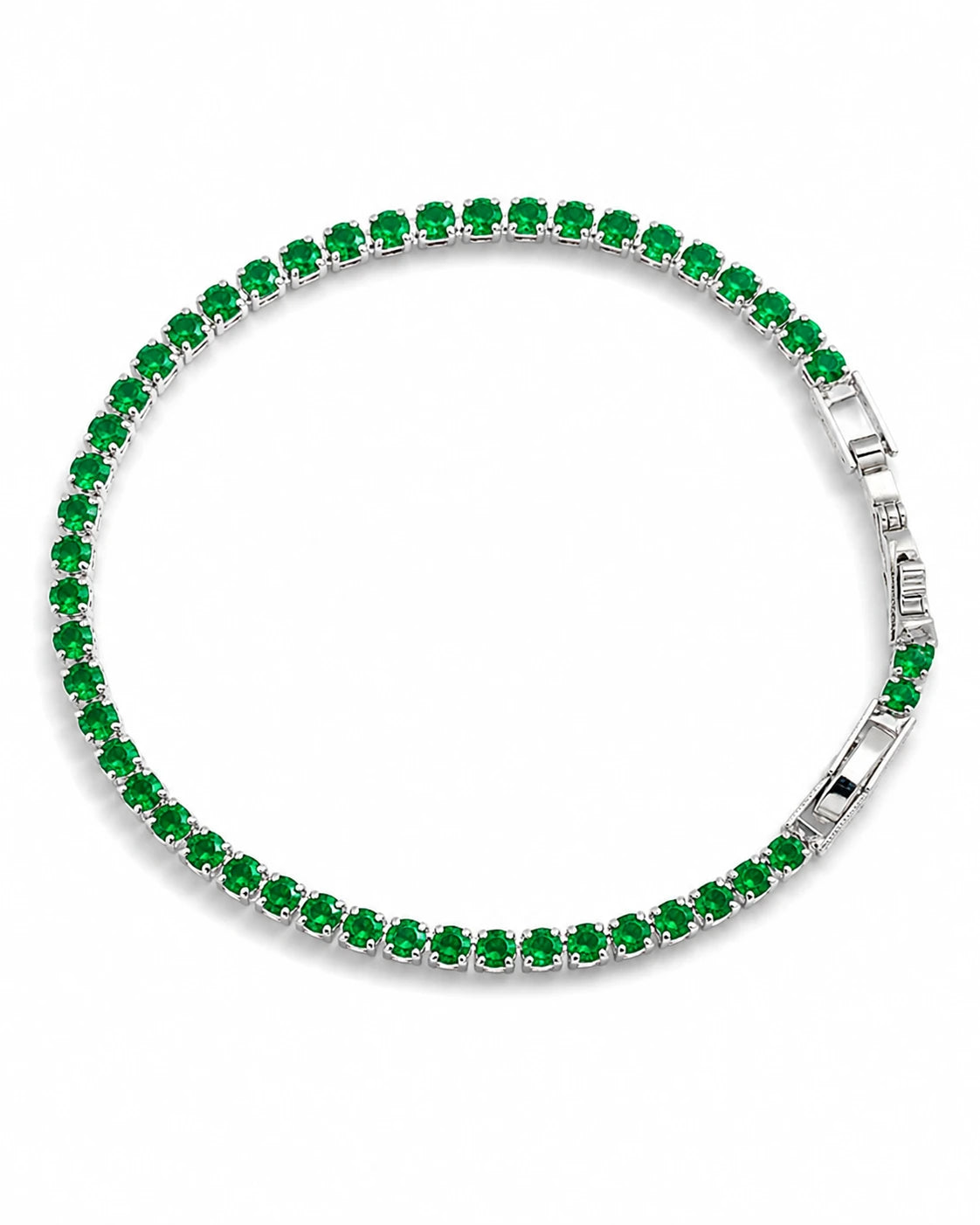 Swannah Emerald Glow Tennis Green Crystal Silver Bracelet for Women