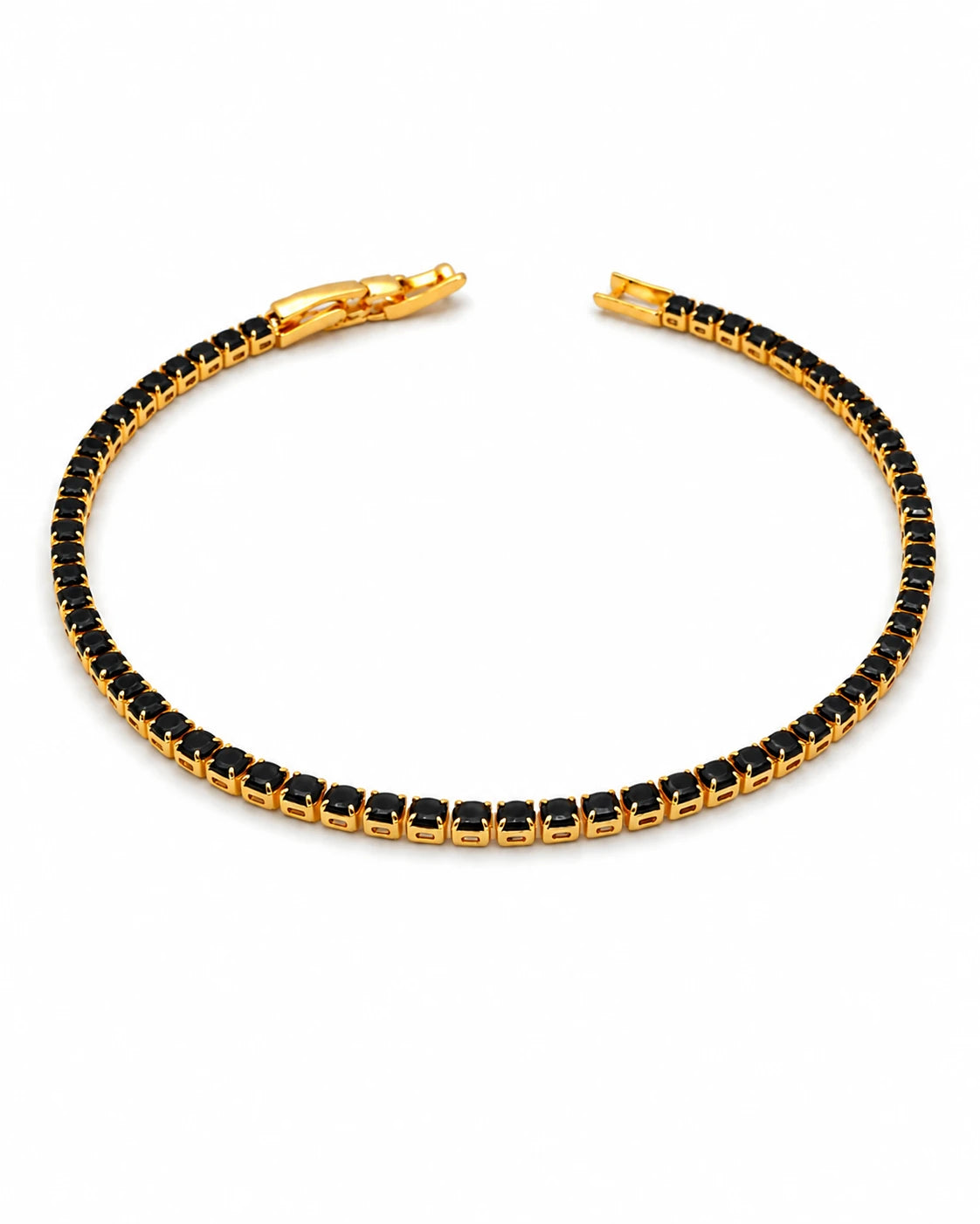 Swannah Midnight Black Tennis Black Crystal Gold Bracelet for Women