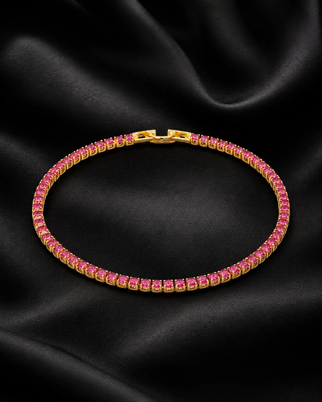 Swannah Pink Radiance Tennis Pink Crystal Gold Bracelet for Women