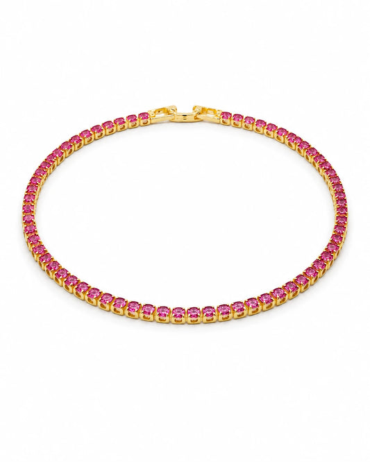 Swannah Pink Radiance Tennis Pink Crystal Gold Bracelet for Women