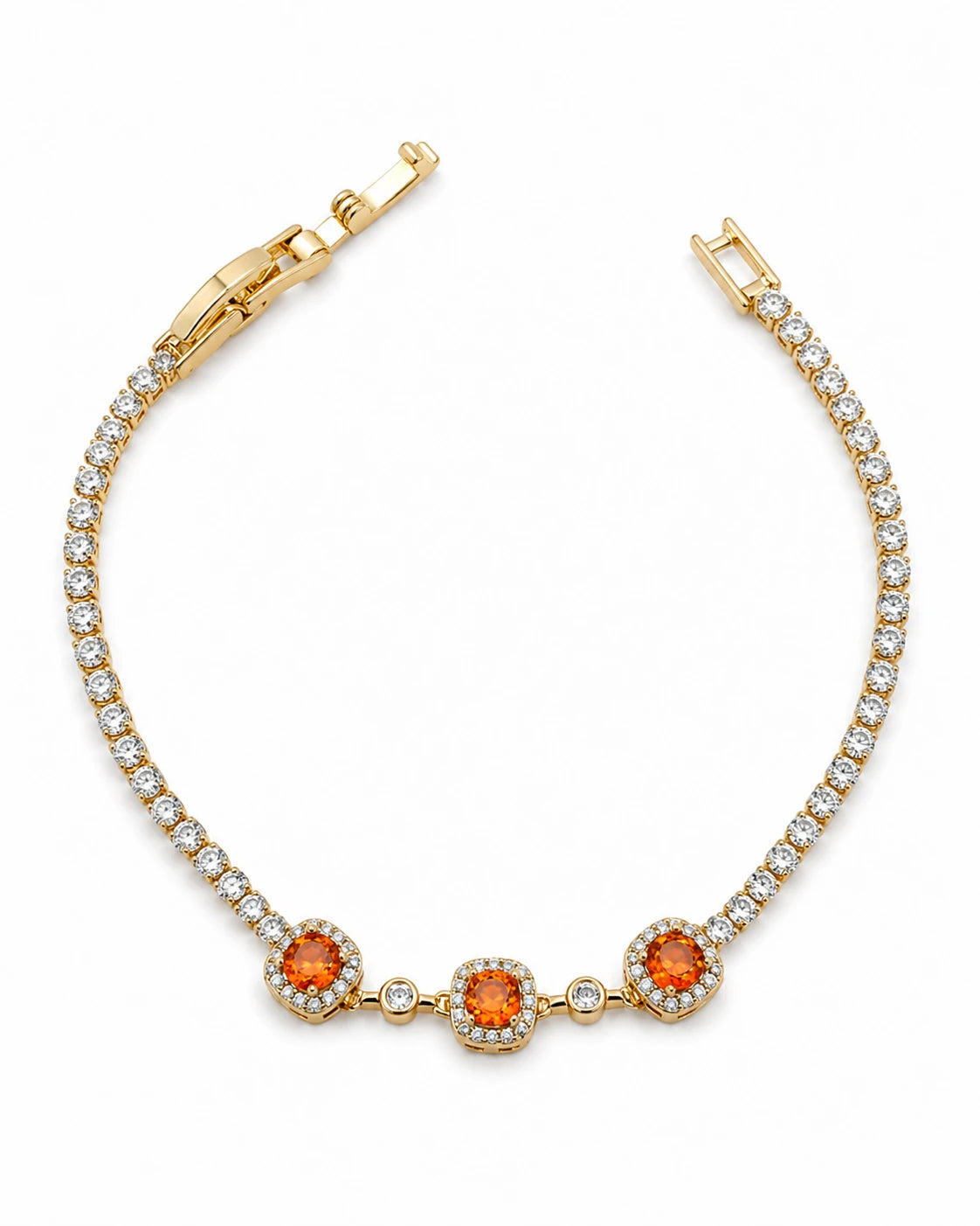 Swannah Sunset Spark Crystal Tennis Gold Crystal Bracelet for Women