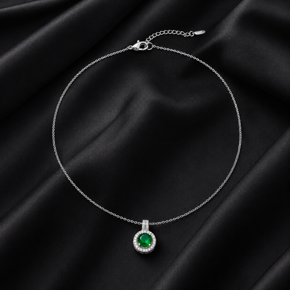 Swannah Emerald Halo Necklace