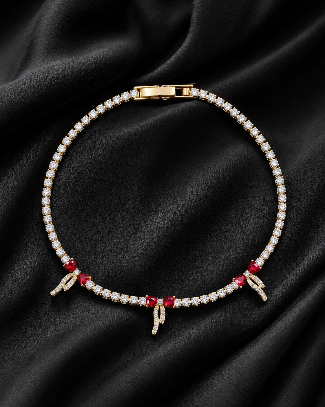Swannah Red Bow Crystal Tennis Bracelet for Women