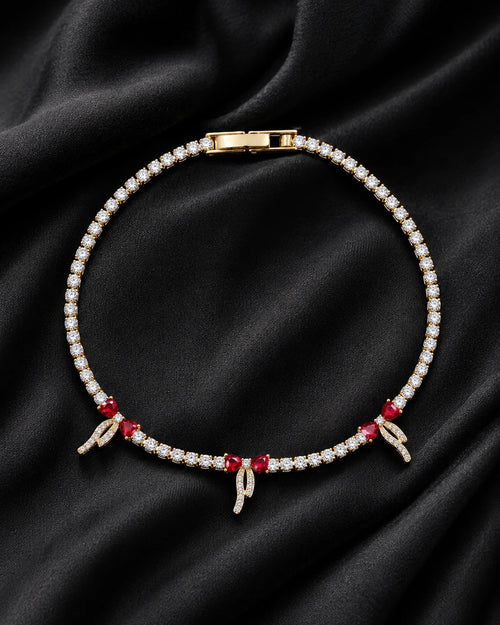 Swannah Red Bow Crystal Tennis Bracelet for Women