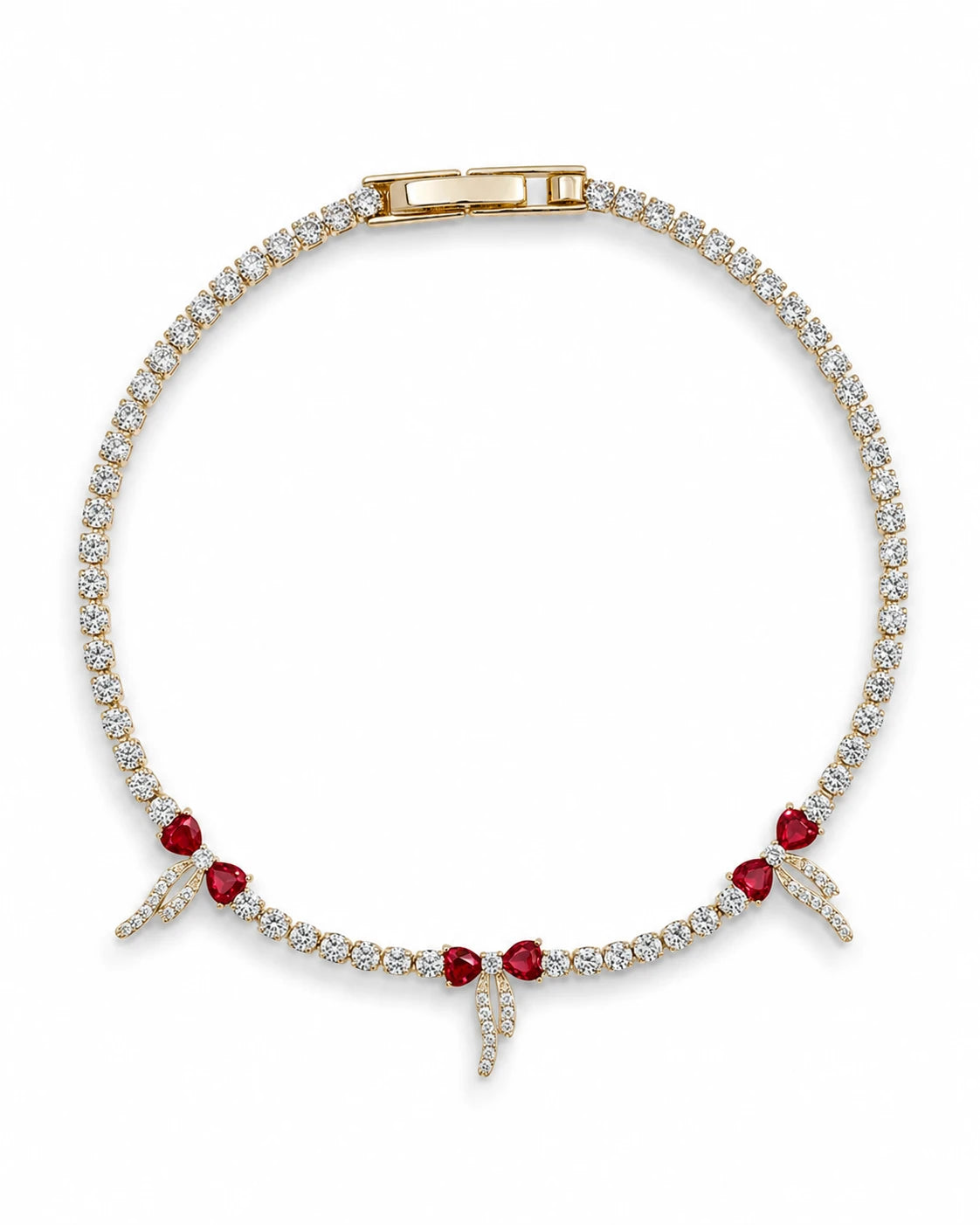 Swannah Red Bow Crystal Tennis Bracelet for Women