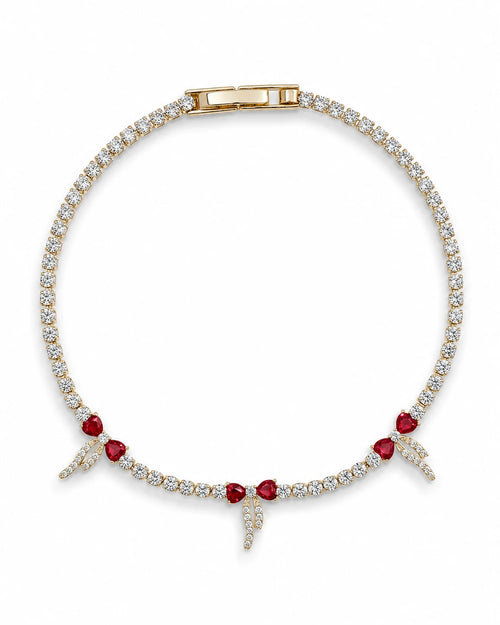 Swannah Red Bow Crystal Tennis Bracelet for Women