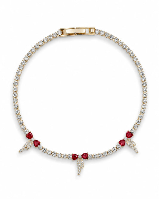 Swannah Red Bow Crystal Tennis Bracelet for Women