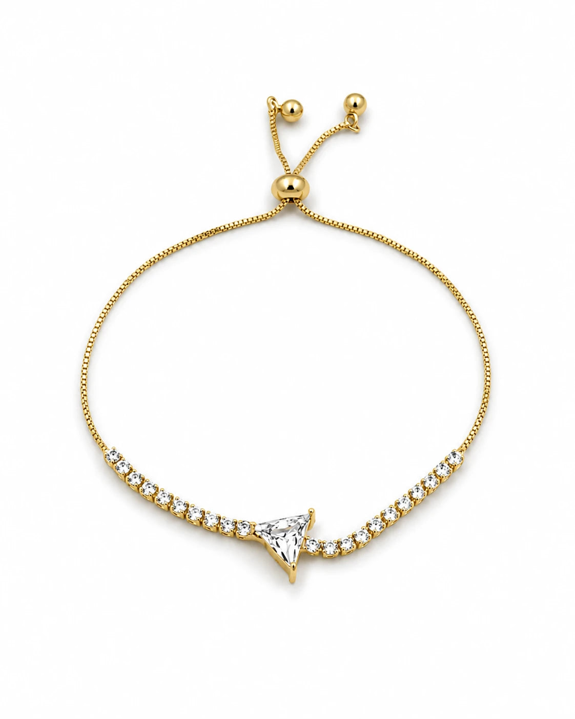 Swannah Solitaire Crystal Gold Adjustable Crystal Bracelet for Women
