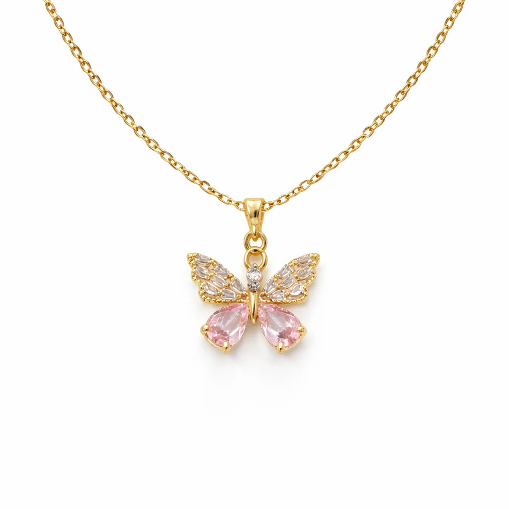 Swannah Pink Flutter Butterfly Necklace
