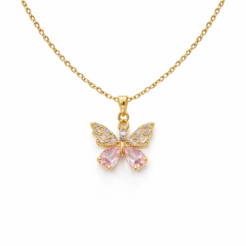 Swannah Pink Flutter Butterfly Necklace