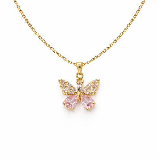 Swannah Pink Flutter Butterfly Necklace