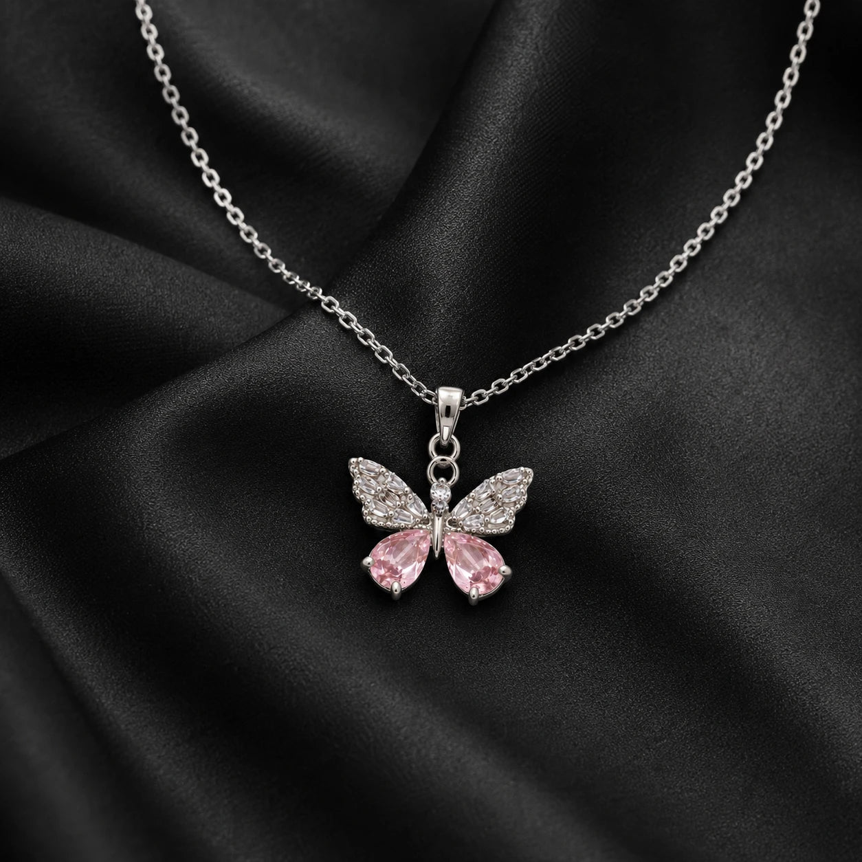 Swannah Pink Flutter Butterfly Necklace