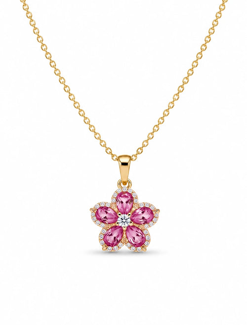 Swannah Pink Crystal Flower Necklace