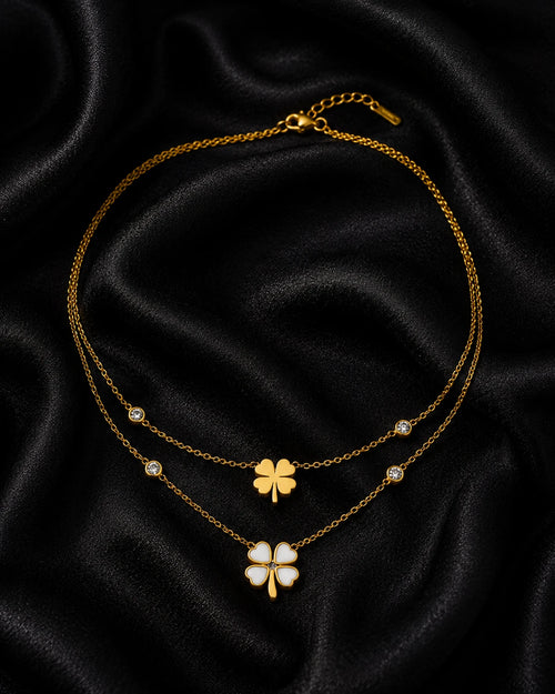 Swannah Double Layer Clover Necklace