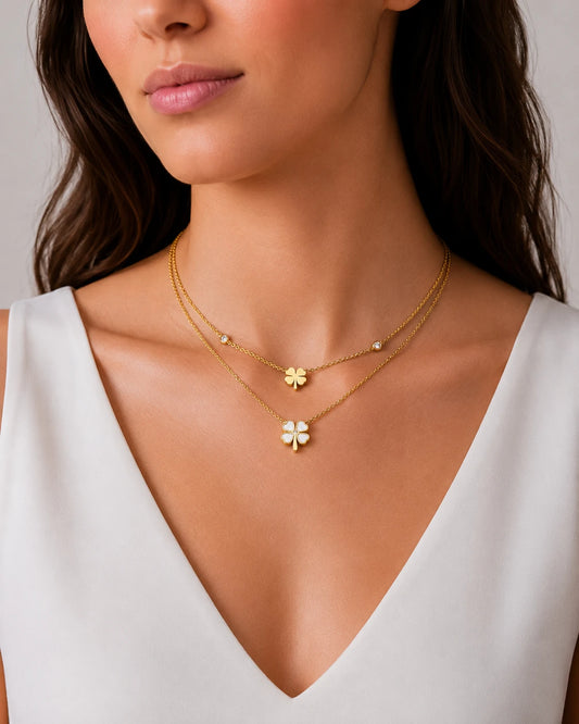 Swannah Double Layer Clover Necklace