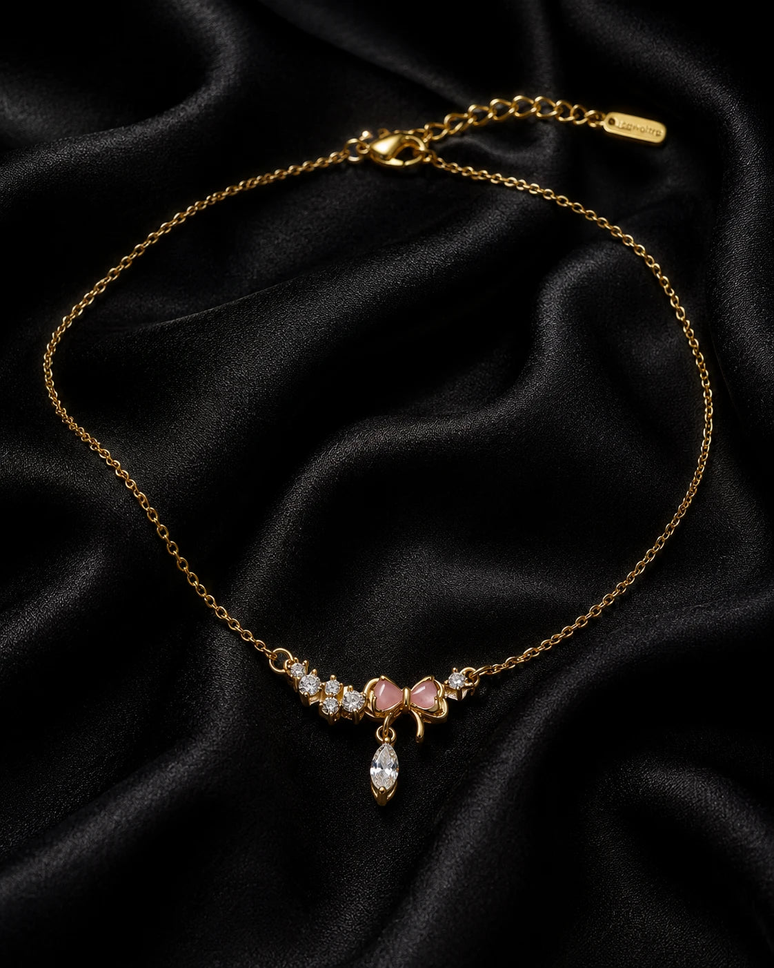 Swannah Blush Bow Charm Necklace