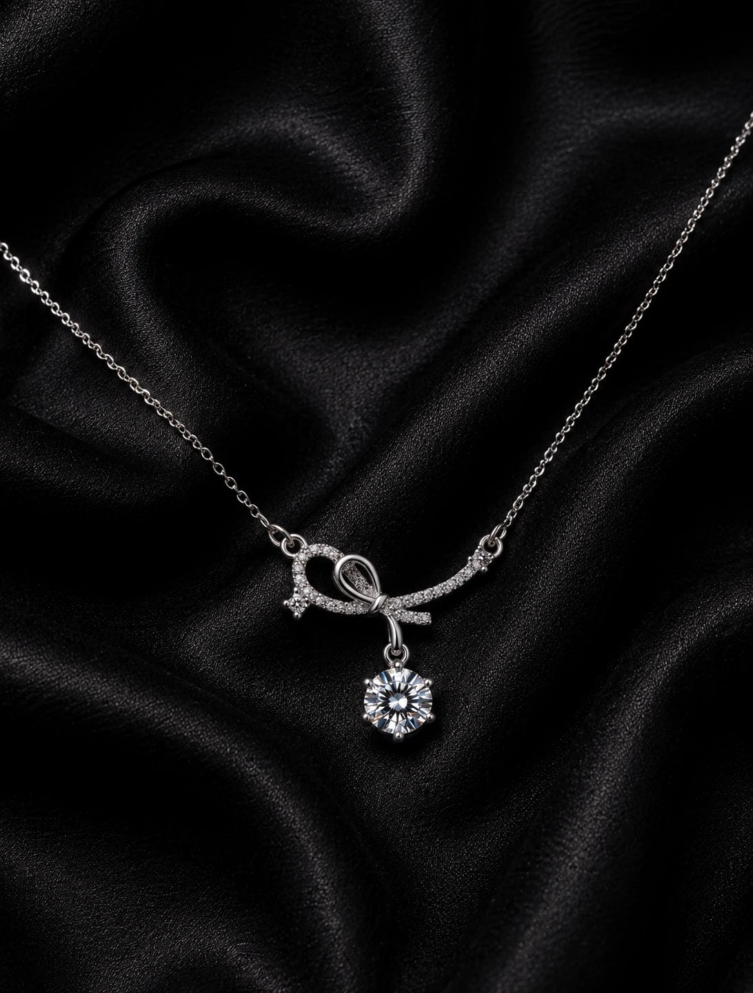 Swannah Silver Bow Necklace