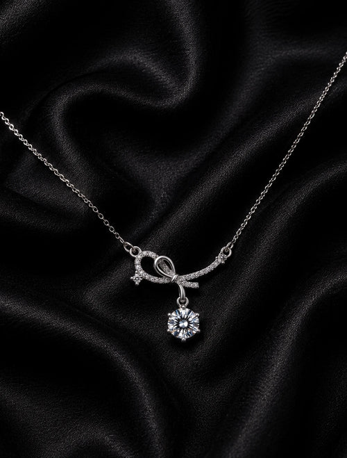 Swannah Silver Bow Necklace