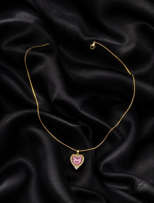 Swannah Blush Heart Halo Necklace