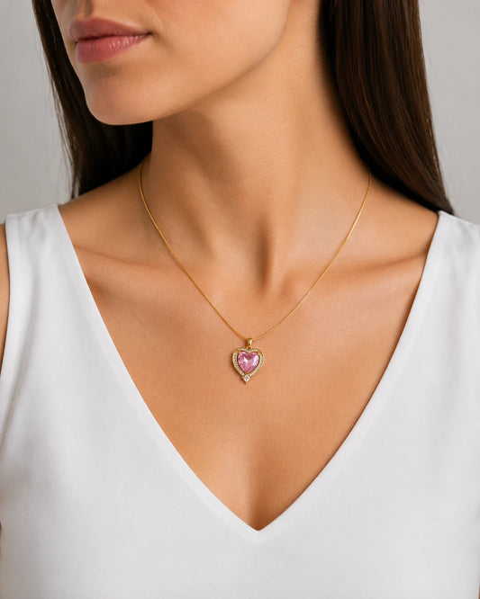 Swannah Blush Heart Halo Necklace