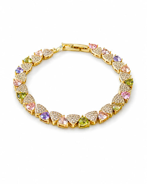 Swannah Pastel Heart Crystal Gold Charm Bracelet for Women