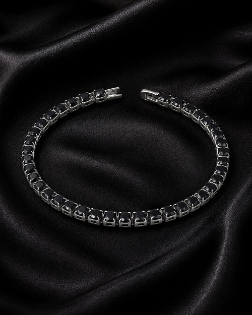 Swannah Midnight Noir Tennis Black Crystal Silver Bracelet for Women