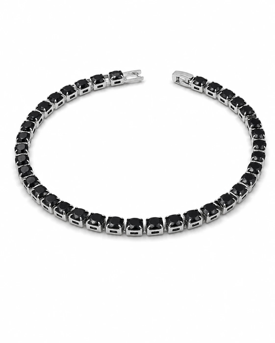 Swannah Midnight Noir Tennis Black Crystal Silver Bracelet for Women