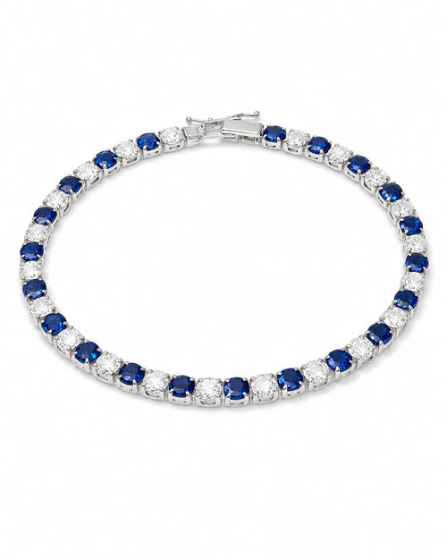 Swannah Sapphire Spark Tennis Blue & Crystal Silver Bracelet for Women
