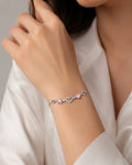 Swannah Pink Heart Charm Silver Crystal Adjustable Heart Bracelet for Women