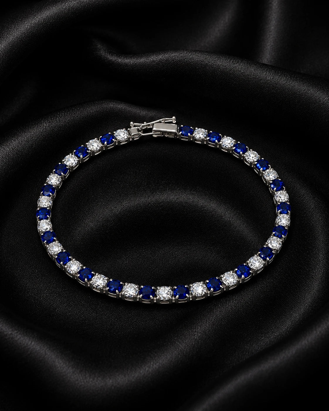 Swannah Sapphire Spark Tennis Blue & Crystal Silver Bracelet for Women