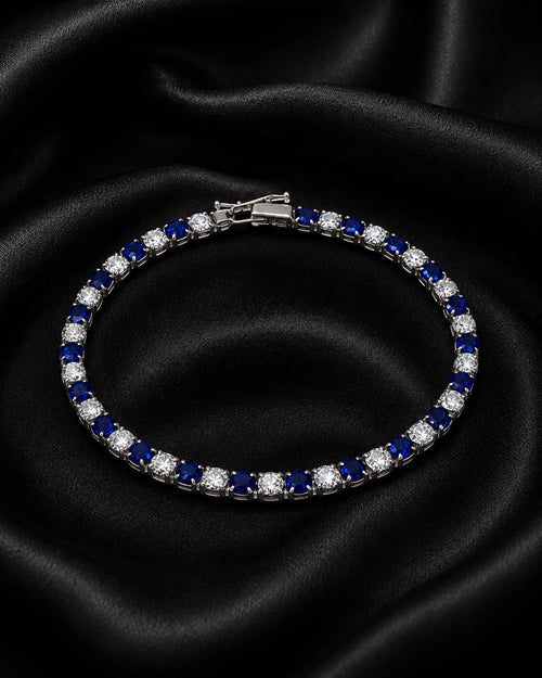 Swannah Sapphire Spark Tennis Blue & Crystal Silver Bracelet for Women
