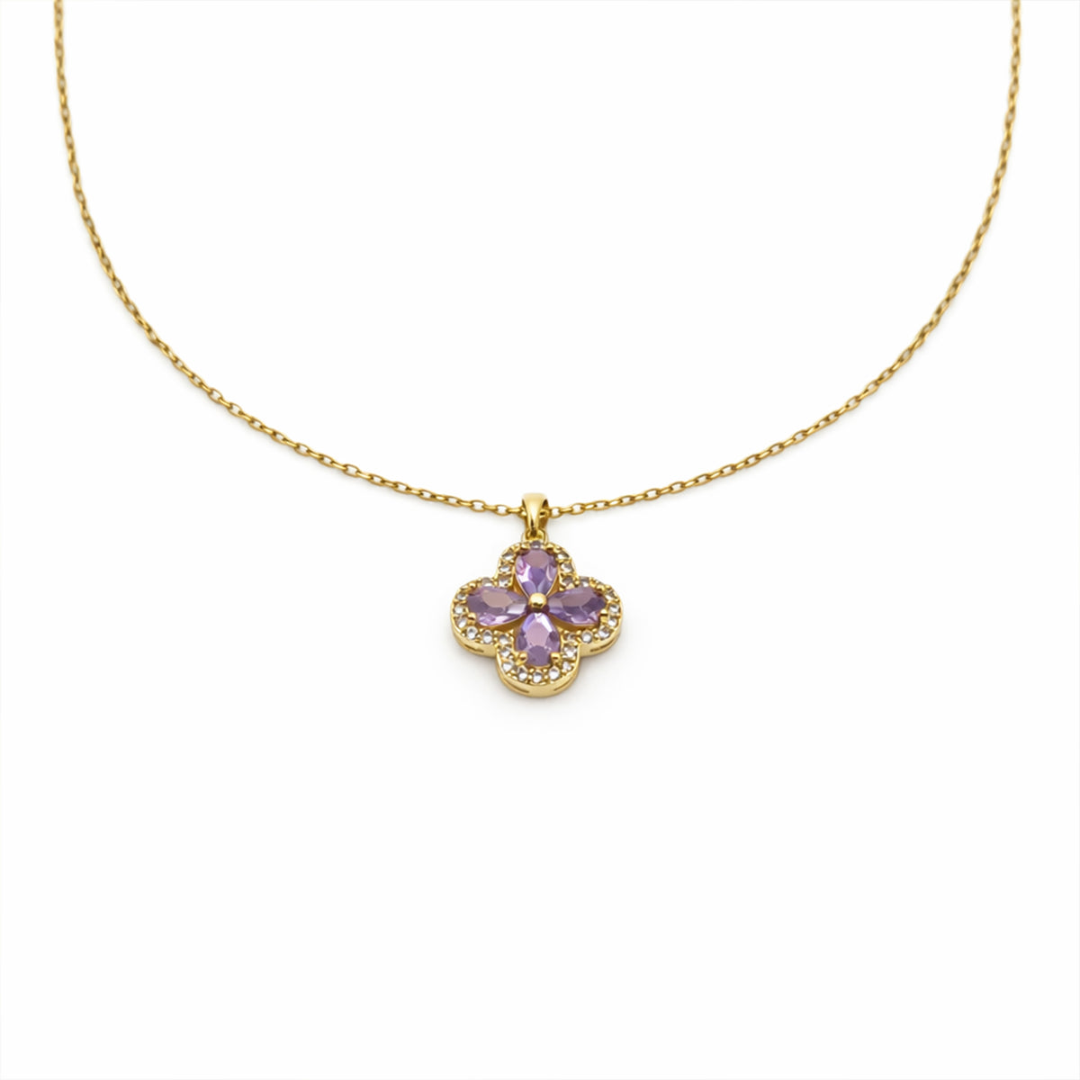 Swannah Lavender Clover Necklace