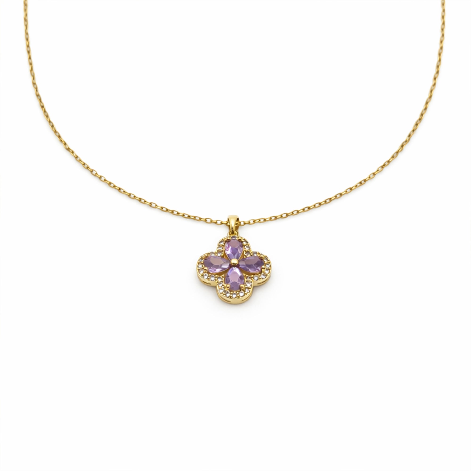Swannah Lavender Clover Necklace
