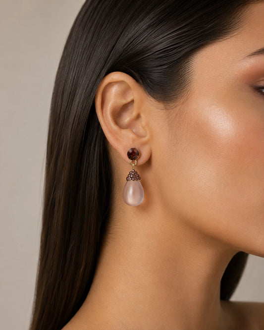 Swannah Smoky Brown Teardrop Drop Earrings for Women